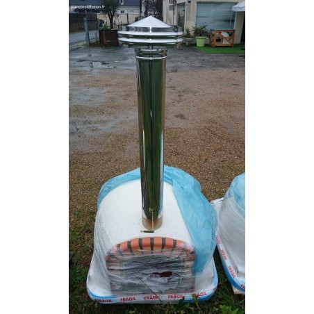 Rallonge de cheminée inox 1 mètre avec chapeau – Ø 14 cm