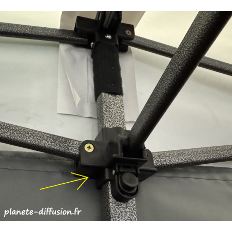 Boîtier Coulissant 3 Sorties – Pied Haut Central Tente Pliante Acier 32 mm – Réf. B-2