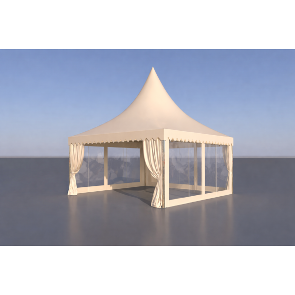 Pagode 5 x 5 mètres avec kit d'entourages couleur champagne
