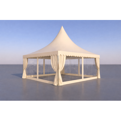 Pagode Champagne 5x5 m avec Parois Cristal | Planète Diffusion
