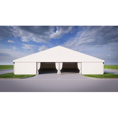 Structure bi-pente aluminium sans poteaux intérieurs