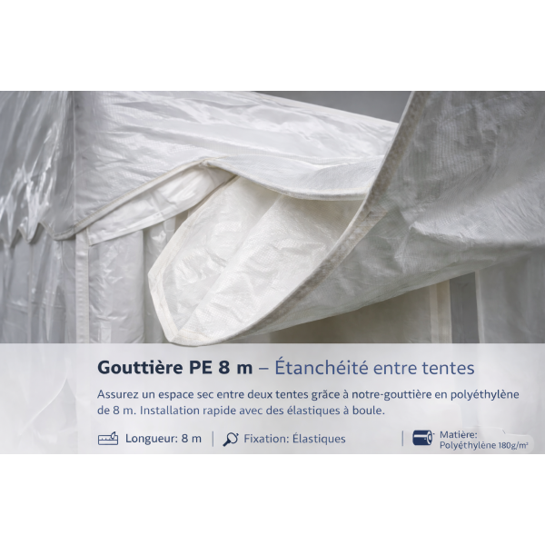 Gouttière PE 8 m pour tente de réception