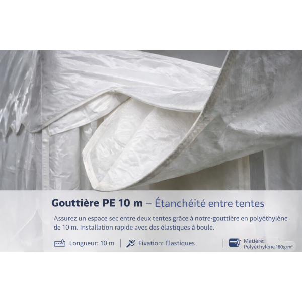 Gouttière PE 10 m pour tente de réception