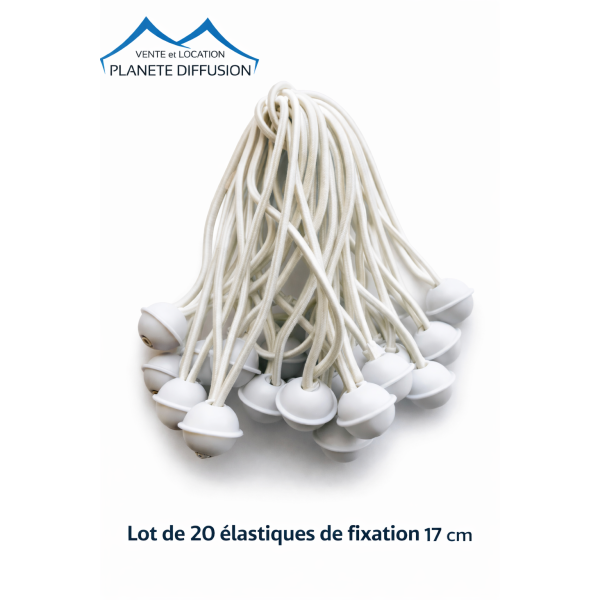 Lot de 20 élastiques de fixation 17 cm pour tente de réception