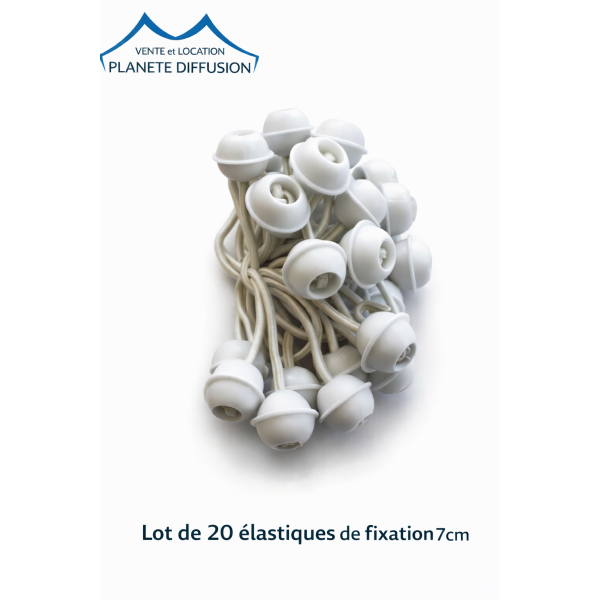 Lot de 20 élastiques de fixation 7 cm pour tente de réception