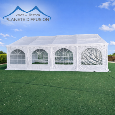 Chapiteau professionnel 5x8 m, idéal pour événements, mariages et réceptions.