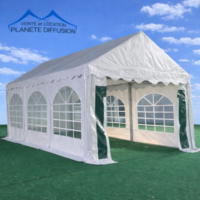 Tente tubulaire 4x6 m en acier galvanisé 38/42 mm avec bâche PVC anti-feu M2.
