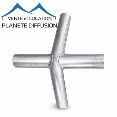 Coude 4 sorties 120° – Acier galvanisé – Compatible tubes Ø 38/42 mm