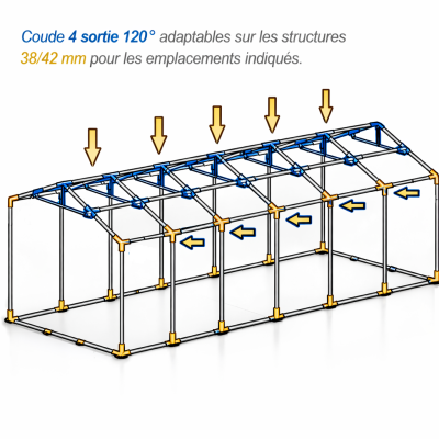Coude tubulaire 4 voies 120° – Usage professionnel