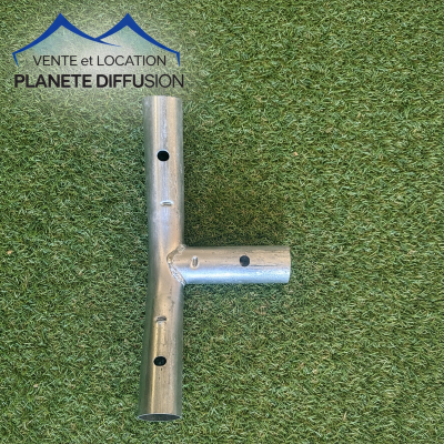 Coude 3 sorties 120° en acier galvanisé – Structure 38/42 mm