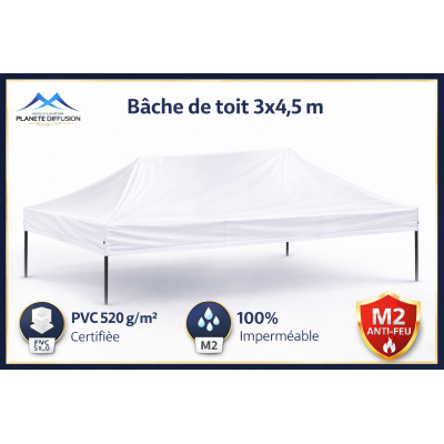Bâche de toit PVC 520 g/m² certifiée M2