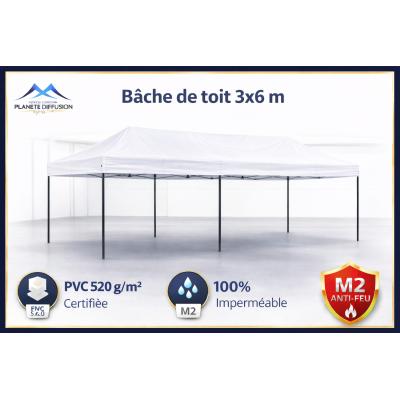 Bâche de toit professionnelle en PVC 520 g/m²