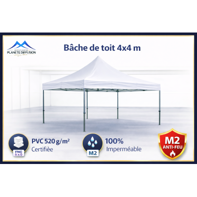 Bâche PVC 520 g/m² enduite double face, conçue pour une utilisation intensive.