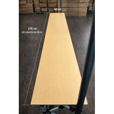 Comptoir pliant extensible – longueur 276 cm, hauteur 80 cm, idéal pour stands professionnels.