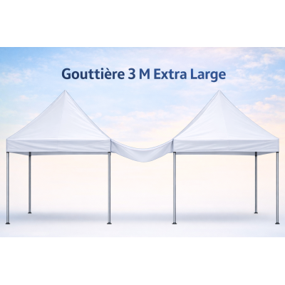 Gouttière barnum extra large 3 m blanche : idéale pour relier deux tentes tout en optimisant l’espace couvert.