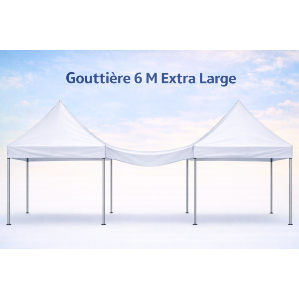 Gouttière 6 m extra large blanche – Polyester PVC 350 g/m² – Velcro 5 cm – Bec d’évacuation