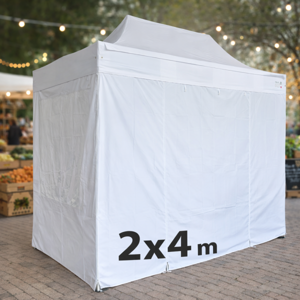 Tente pliante 2x4 m BLANC aluminium 45 mm – Barnum semi-professionnel avec bâche 380 g/m²