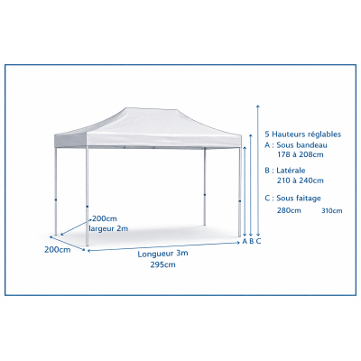Barnum pliant alu 45 mm 2x3 m – EN PRÉCOMMANDE -10% + livraison gratuite