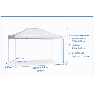 Barnum pliant alu 45 mm 2x4 m – EN PRÉCOMMANDE -10% + livraison gratuite