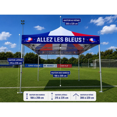 Barnum Pliant 3x3 m Équipe de France - Structure Alu 45 mm