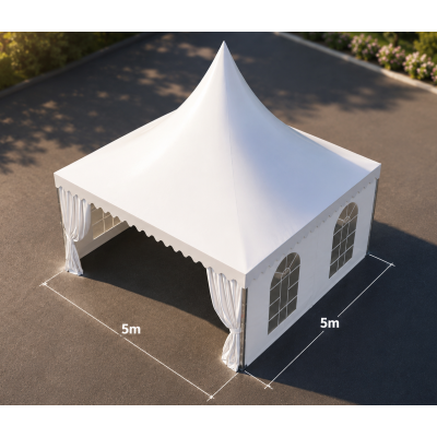 Vue extérieure de la pagode 5 × 5 m aluminium