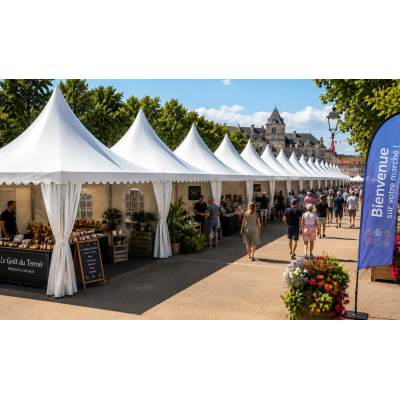 Pagodes 5 × 5 m pour marchés, foires et expositions