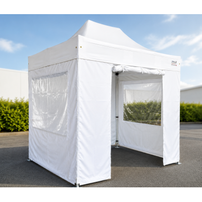 Barnum pliant acier 45 mm avec bâches PVC – Blanc