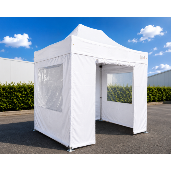 Barnum pliant 3x4.5 m semi-pro avec toit + côtés - Ø 45 mm acier blanc
