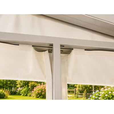Système de fixation de porte vitrée sur structure aluminium