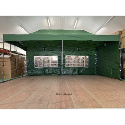 Kit entourage vert 3x6 m pour barnum pliant – 4 parois PVC 450 g/m²
