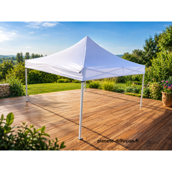 Bâche de toit 3×3 m étanche pour tente pliante – Toile PVC 290 g/m² (Blanc)