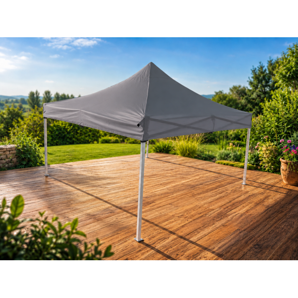 Bâche de toit 3×3 m étanche pour tente pliante – Toile PVC 290 g/m² (Gris)