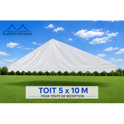 Toile de toit blanche 5 × 10 m pour tente de réception Planète Diffusion