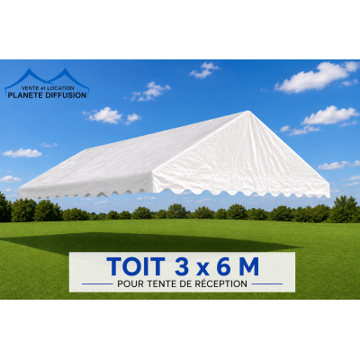Toit 5 × 10 m pour Tente de Réception – PVC 500 g/m² Anti-feu M2 – Blanc