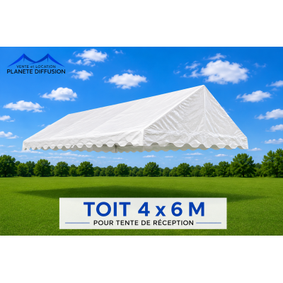 Toit 4 × 6 m pour tente de réception – PVC 500 g/m² anti-feu M2 – Blanc