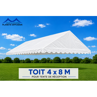 Toit 4 × 8 m pour Tente de Réception – PVC 500 g/m² Anti-feu M2 – Blanc