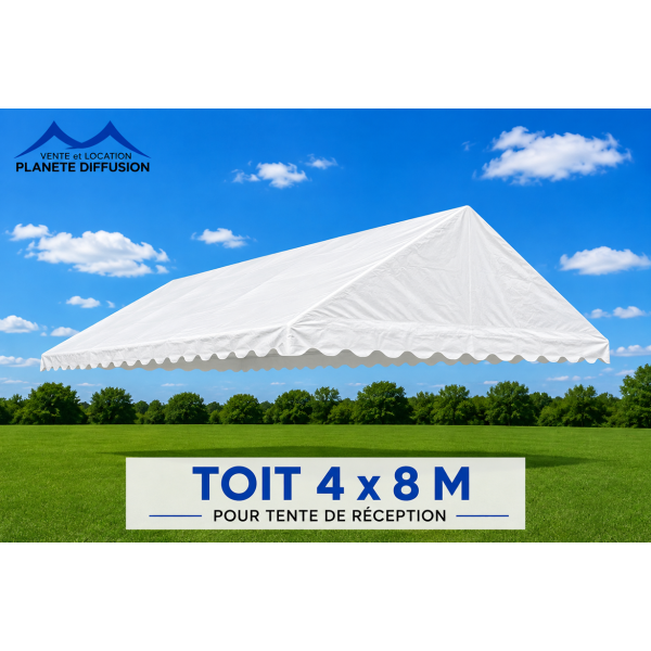 Toit 4 × 8 m pour Tente de Réception – PVC 500 g/m² Anti-feu M2 – Blanc