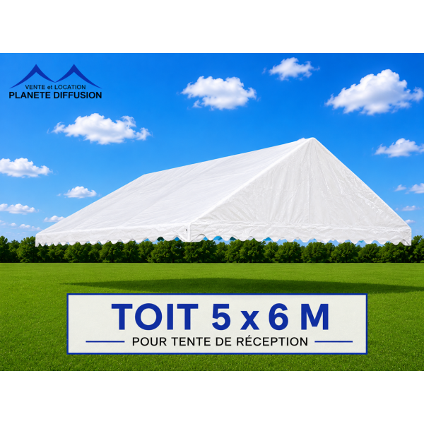 Toit 5 × 6 m pour Tente de Réception – PVC 500 g/m² Anti-feu M2 – Blanc