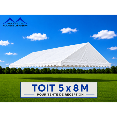 Toit 5 × 8 m pour Tente de Réception – PVC 500 g/m² Anti-feu M2 – Blanc