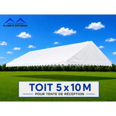 Toit 5 × 10 m pour tente de réception – PVC 500 g/m² anti-feu M2