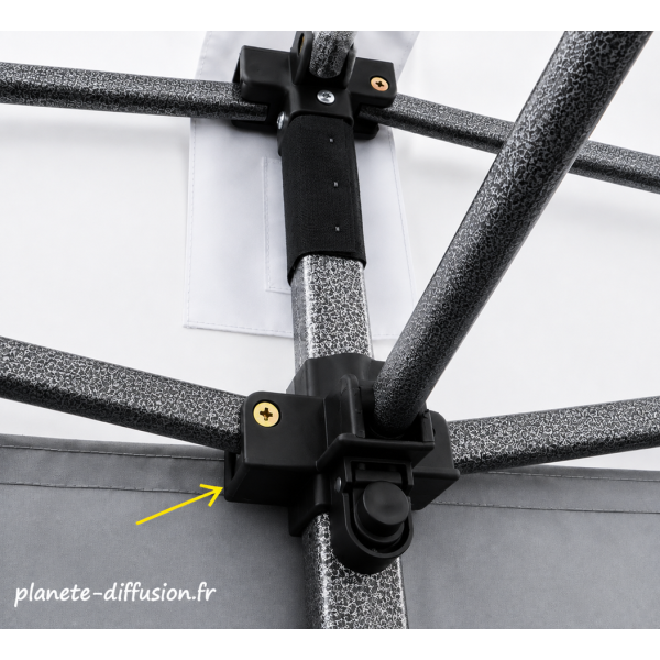 Boîtier Coulissant 3 Sorties – Pied Haut Central Tente Pliante Acier 32 mm – Réf. B-2