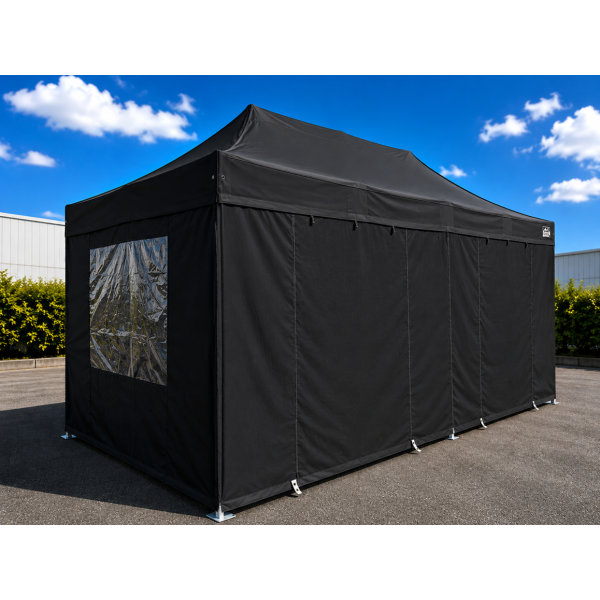 Structure semi-pro 3x6 m avec toit + côtés - Ø 45 mm acier noire