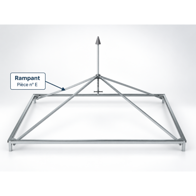 Rampant aluminium 3,54 m pour pagode 5 × 5 m – Pièce n° E