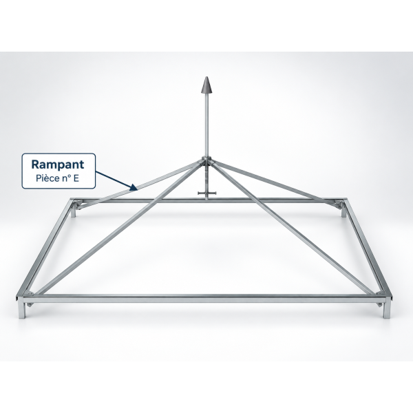 Rampant aluminium 3,54 m pour pagode 5 × 5 m – Pièce n° E