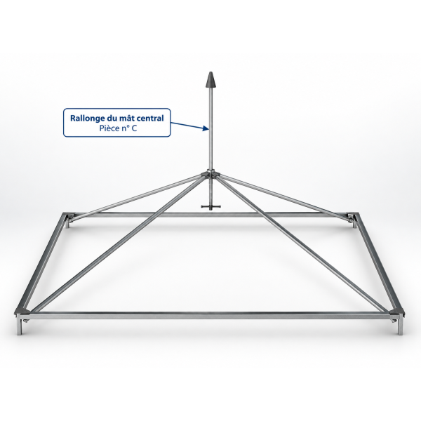 Rallonge du mât central pour pagode aluminium 5 × 5 m – Pièce n° C