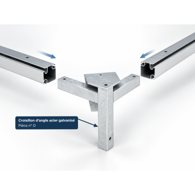 Croisillon d’angle acier galvanisé pour pagode 5 × 5 m – Pièce D | Planète Diffusion