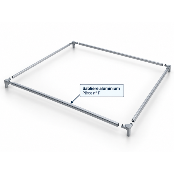 Sablière aluminium pour pagode 5 × 5 m – Pièce n° F
