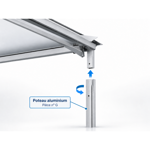 Poteau aluminium pour pagode 5 × 5 m – Pièce n° G