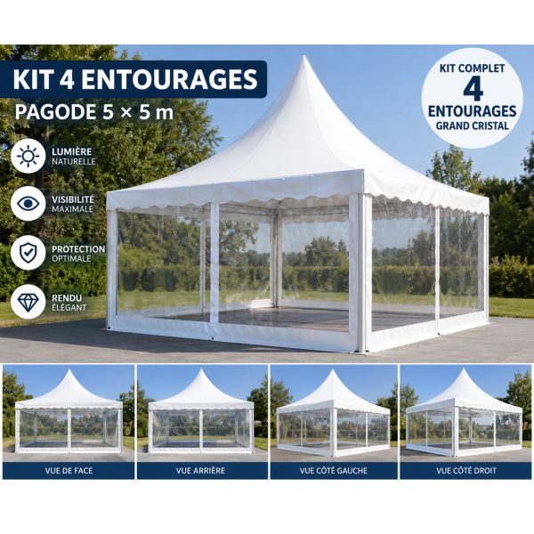 Kit 4 Parois Grand Cristal pour Pagode 5 × 5 m